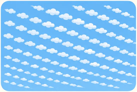 小さな白い雲の粒が列をつくって並ぶ巻積雲