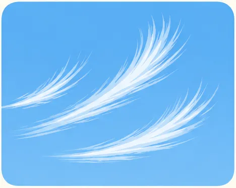 細い筋と羽毛のような輪郭を持つ巻雲